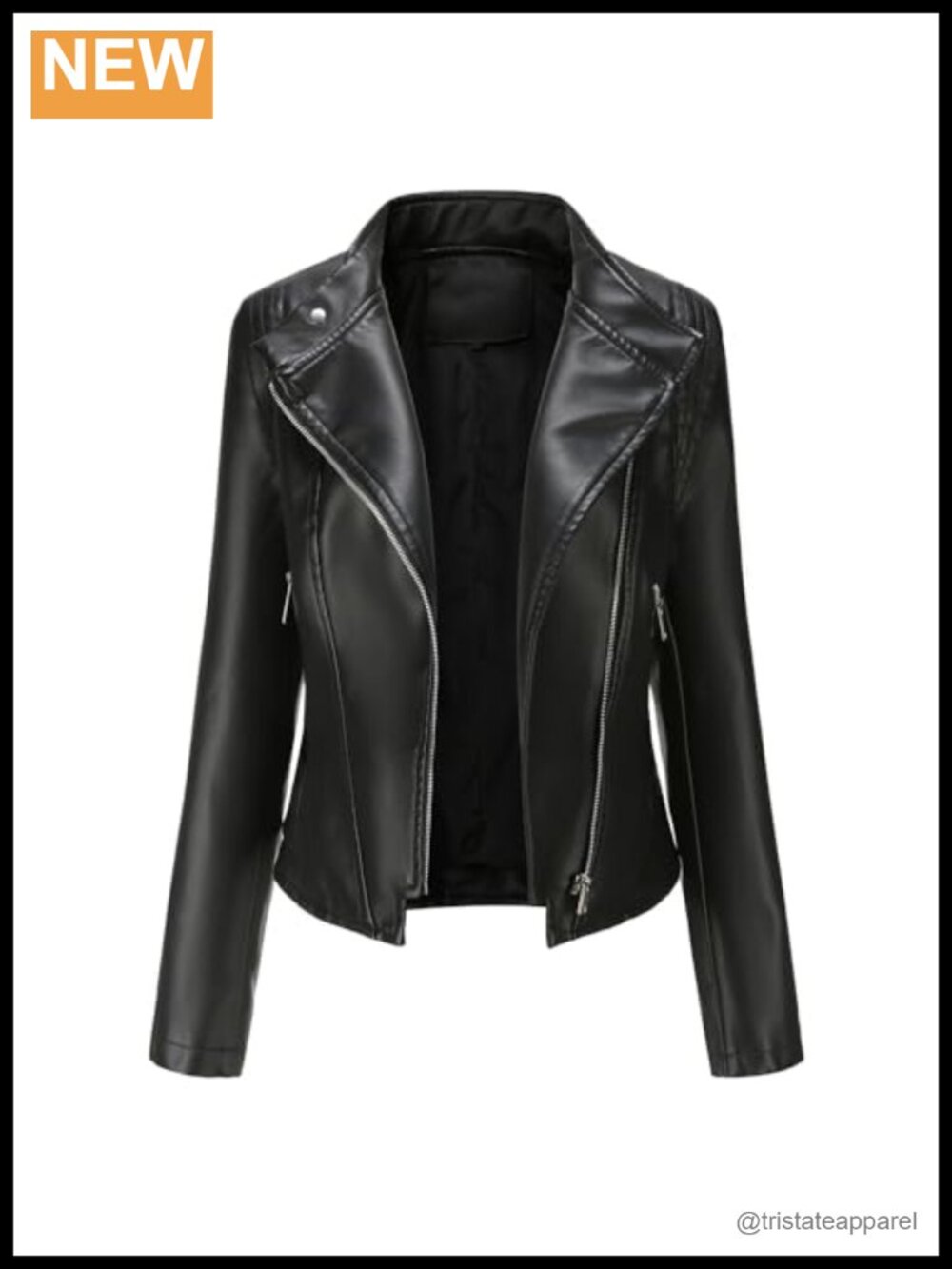 Women's Faux Leather Moto Jacket Casual Short PU Biker Coat Pockets